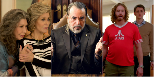 Grace & Frankie, Vade Retro e Sillicon Valley est&atilde;o dispon&iacute;veis em servi&ccedil;os de streaming. Fotos: Netflix, Globo e HBO/Divulga&ccedil;&atilde;o/