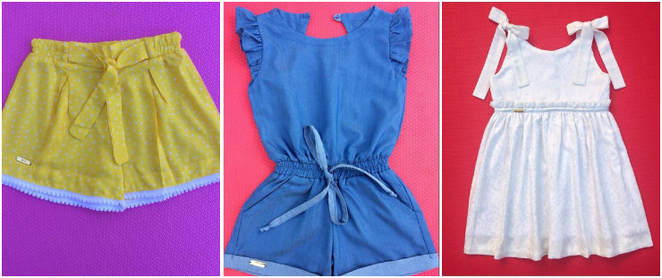 A Fenda Mini aposta em modelagens confortáveis e tecidos com estamparia lúdica e cores atrativas para os pequenos. Fotos: Instagram/@fendamini/Reprodução