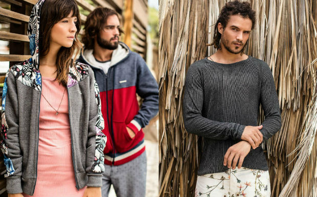 As peças masculinas trazem moletons com cores escuras, tecidos leves e pesados, criando um mix de características no toque das peças com recortes e diversos modelos. Foto: Nicolas Gondim/