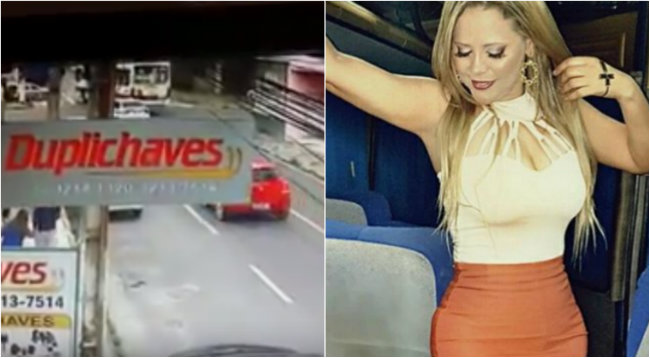 Câmera flagrou colisão de ônibus com veículo de Eliza. Foto: YouTube/Instagram/Reprodução/