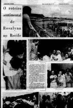 Matérias publicadas no Diario de Pernambuco há 40 anos durante visita da primeira dama dos EUA. Foto: Reprodução/ Arquivo DP