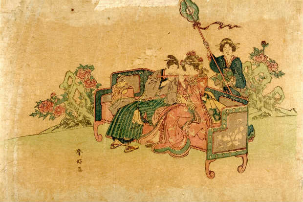 Trabalho de Katsukawa Shunko é um exemplo de gravura do Período Edo, quando o Japão era isolado dos outros países. Crédito: Jaime Acioli/Reprodução/