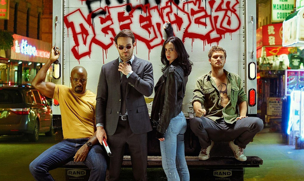 Luke Cage, Demolidor, Jessica Jones e Punho de Ferro integram o time. Foto: Netflix/Divulga&ccedil;&atilde;o/