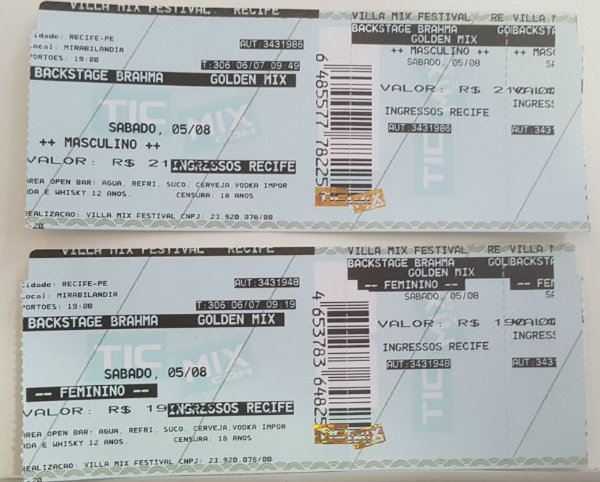 Ingressos do primeiro lote mostram a abertura dos portões às 19h e o local do show no Mirabilândia. Foto: Ricardo Mariano/Cortesia