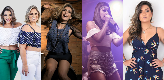 Músicas próprias e sucessos de cantoras famosas formam o repertório delas. Montagem: Divulgação/Arquistas/ Músicas próprias e sucessos de cantoras famosas formam o repertório delas. Montagem: Divulgação/Arquistas/