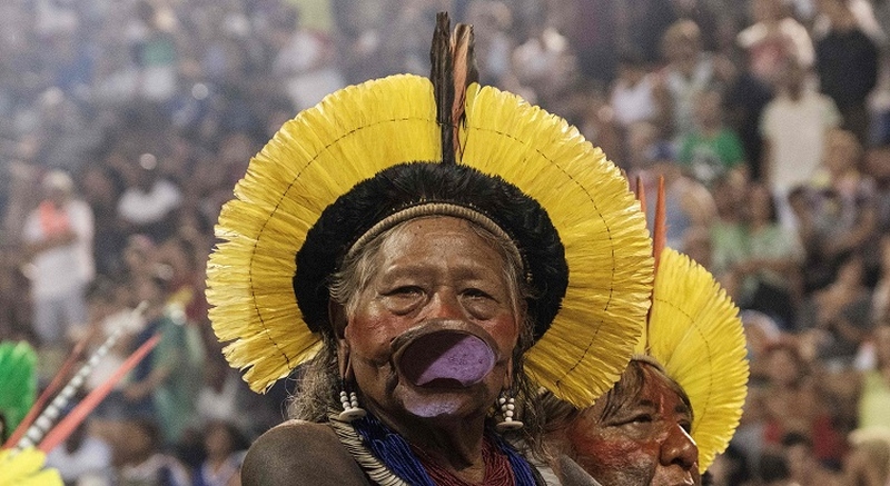 O cacique Raoni Metuktire recebeu a medalha de honra ao Mérito Indigenista. Foto: AFP Photo