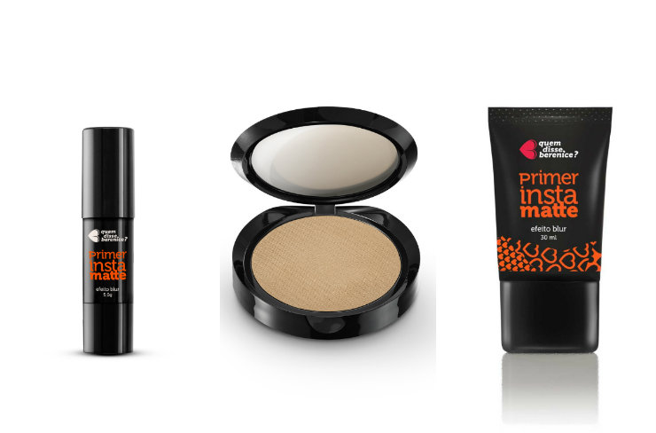 Criada a partir do bem sucedido primer instamatte, a linha reúne cinco produtos com efeito matte instantâneo. Fotos: Quem disse, Berenice?/Divulgação/ Criada a partir do bem sucedido primer instamatte, a linha reúne cinco produtos com efeito matte instantâneo. Fotos: Quem disse, Berenice?/Divulgação/