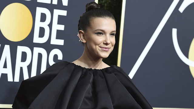Atriz aderiu ao protesto no Globo de Ouro ao se vestir de preto. Foto: Golden Globe/Reprodução/ Atriz aderiu ao protesto no Globo de Ouro ao se vestir de preto. Foto: Golden Globe/Reprodução/