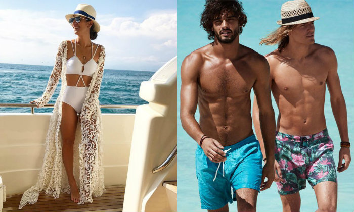 Saídas longas e de renda para as mulheres e bermudas floridas acima do joelho para os homens são hits do verão. Foto: Pinterest/Reprodução/ Saídas longas e de renda para as mulheres e bermudas floridas acima do joelho para os homens são hits do verão. Foto: Pinterest/Reprodução/