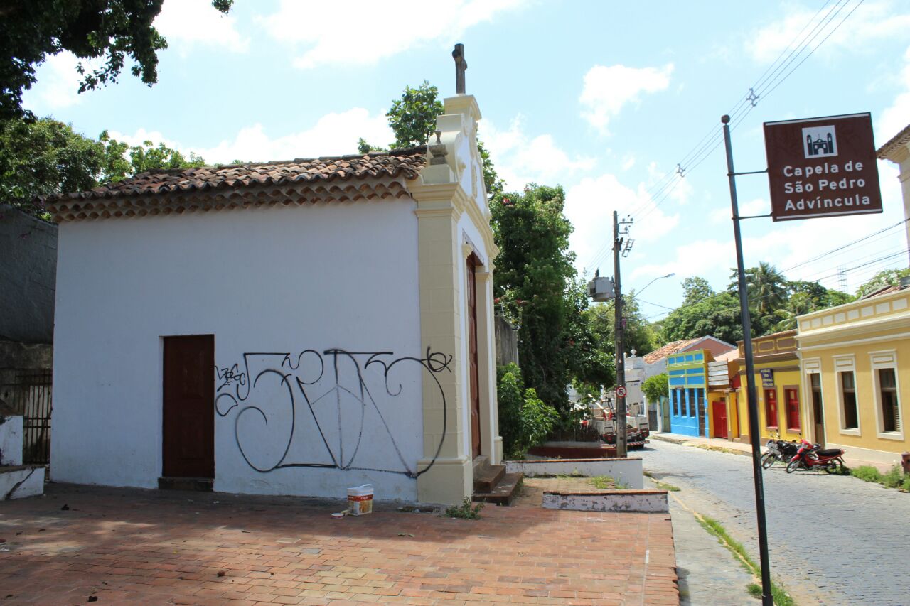 Templo religioso foi pichado no último fim de semana. Foto: Secom Olinda/Divulgação/Templo religioso foi pichado no último fim de semana. Foto: Secom Olinda/Divulgação