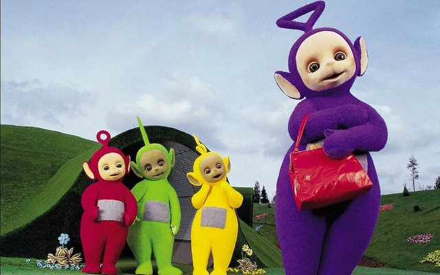 Tinky Winky (roxo) formada o grupo de personagens da atração. Foto: BBC/Divulgação/