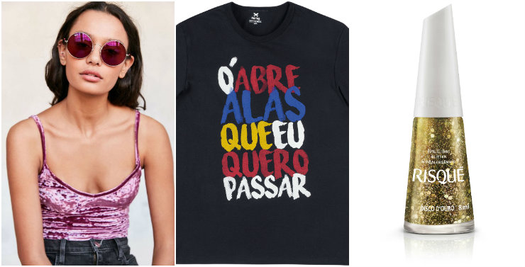 Óculos de sol, t-shirt divertida e unhas cheias de brilho: combo da praticidade no carnaval. Fotos: Divulgação