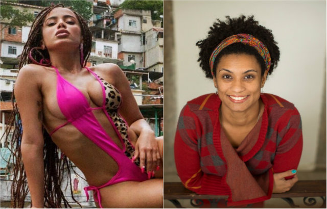 Anitta foi criada em Honório Gurgel, comunidade próxima a de Acari, onde Marielle fez denúncias contra a polícia militar. Fotos: Anitta e Márcia Foletto/Divulgação/