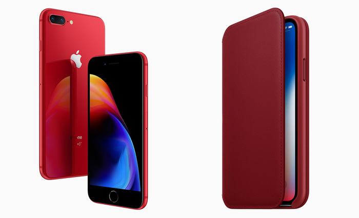 Os novos aparelhos 8 e 8 Plus possuem traseira vermelha de vidro e frente na cor preta, diferente da versão anterior. Foto: Apple/Divulgação/ Os novos aparelhos 8 e 8 Plus possuem traseira vermelha de vidro e frente na cor preta, diferente da versão anterior. Foto: Apple/Divulgação/