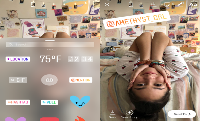O sticker @mencionar poderá ser colocado em fotos ou vídeos. Foto: Divulgação/Instagram