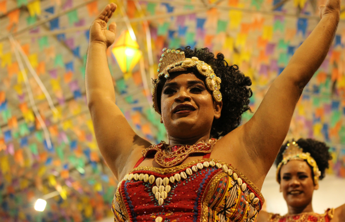 A Junina Evolução, de Santo Amaro, trouxe a força e a representação dos povos africanos na construção da identidade brasileira. Foto: Samuel Calado/Esp.DP