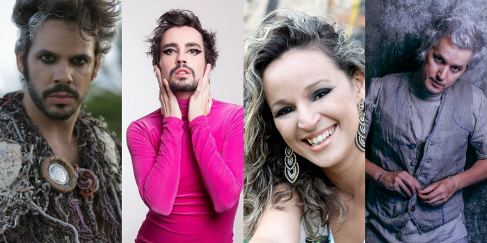 Almério, Hooker, Andrezza e Tibério Azul. Fotos: Breno Cesar/ Diego Ciarlariello / Renata Melo/Divulgação / Facebook/Reprodução