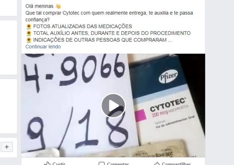 No Facebook, proliferam ofertas do medicamento abortivo Cytotec. Foto: Facebook/Reprodução/ No Facebook, proliferam ofertas do medicamento abortivo Cytotec. Foto: Facebook/Reprodução/
