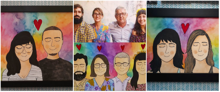 Com tinta e pincel, Paulinha Colore desenha rostos e coloca o coração vermelho como sua marca. Foto: Divulgação 