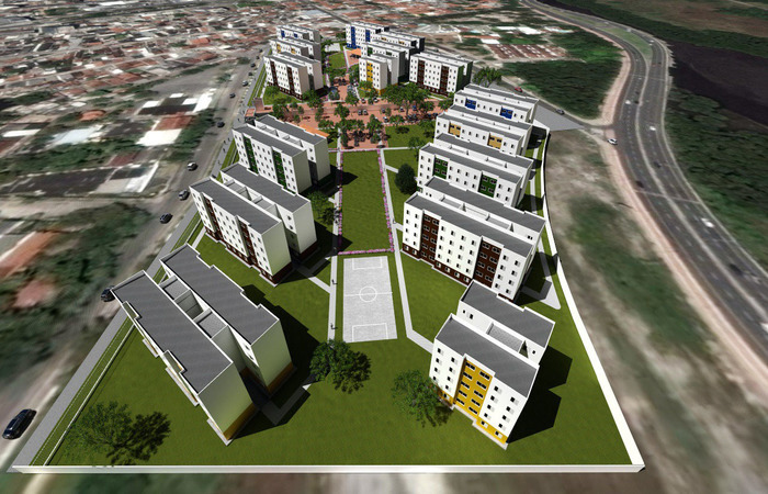 Maquete digital mostra o conjunto com 600 moradias para financiamento. Foto: URB/Divulgação/ Maquete digital mostra o conjunto com 600 moradias para financiamento. Foto: URB/Divulgação/