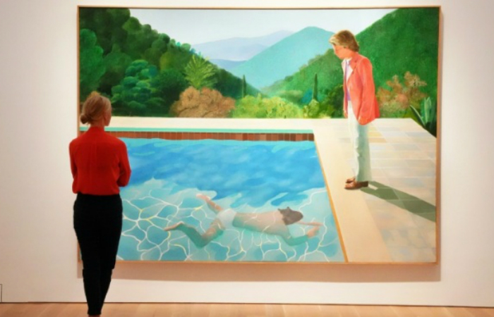 Retrato de um Artista (Piscina com Duas Figuras), um dos seus trabalhos mais admirados, &eacute; tamb&eacute;m um dos mais misteriosos. Foto: AFP/