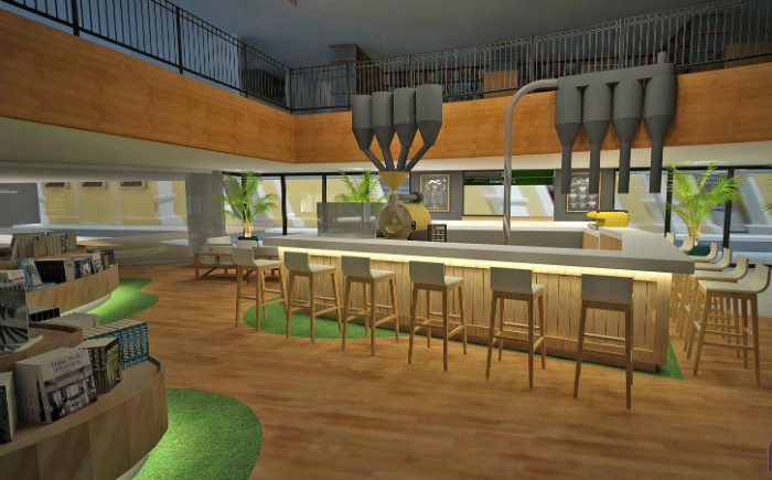 A cafeteria, que já existia na antiga Cultura, terá seu potencial expandido com espaço maior, nova torradeira e opção de compras para viagem. Foto: Ponto 5 Arquitetura/Divulgação