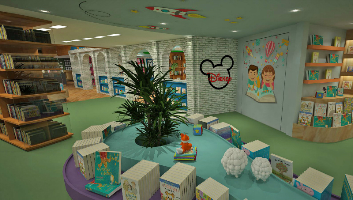 O espaço Disney, uma das principais apostas, vai comportar produtos oficiais da empresa norte-americana. Foto: Ponto 5 Arquitetura/Divulgação
