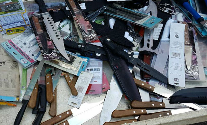 Serão destruídas 1.746 facas e chunços. Foto: PM/ Divulgação/