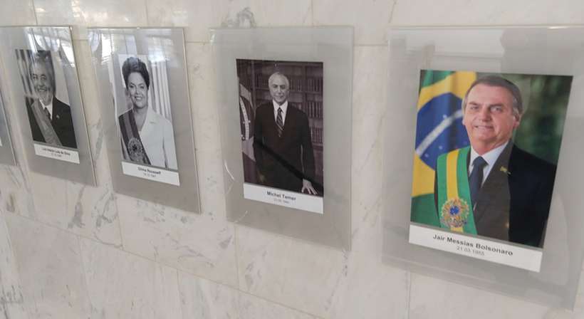 O mural exibe as fotos de todos os ex-presidentes do Brasil desde o marechal Deodoro da Fonseca. Foto: Rodolfo Costa/CB/D.A Press/ O mural exibe as fotos de todos os ex-presidentes do Brasil desde o marechal Deodoro da Fonseca. Foto: Rodolfo Costa/CB/D.A Press/