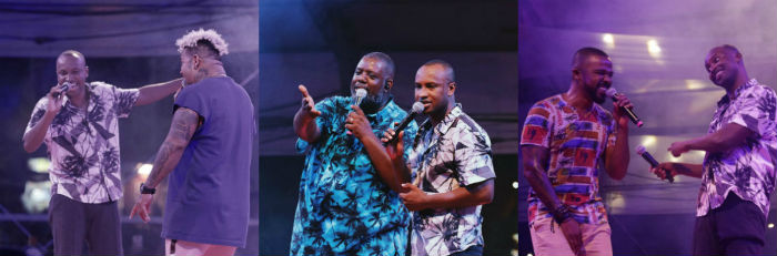 Rodriguinho, Péricles e Alexandre Pires participaram do show. Foto: Luiz Fabiano/Divulgação.