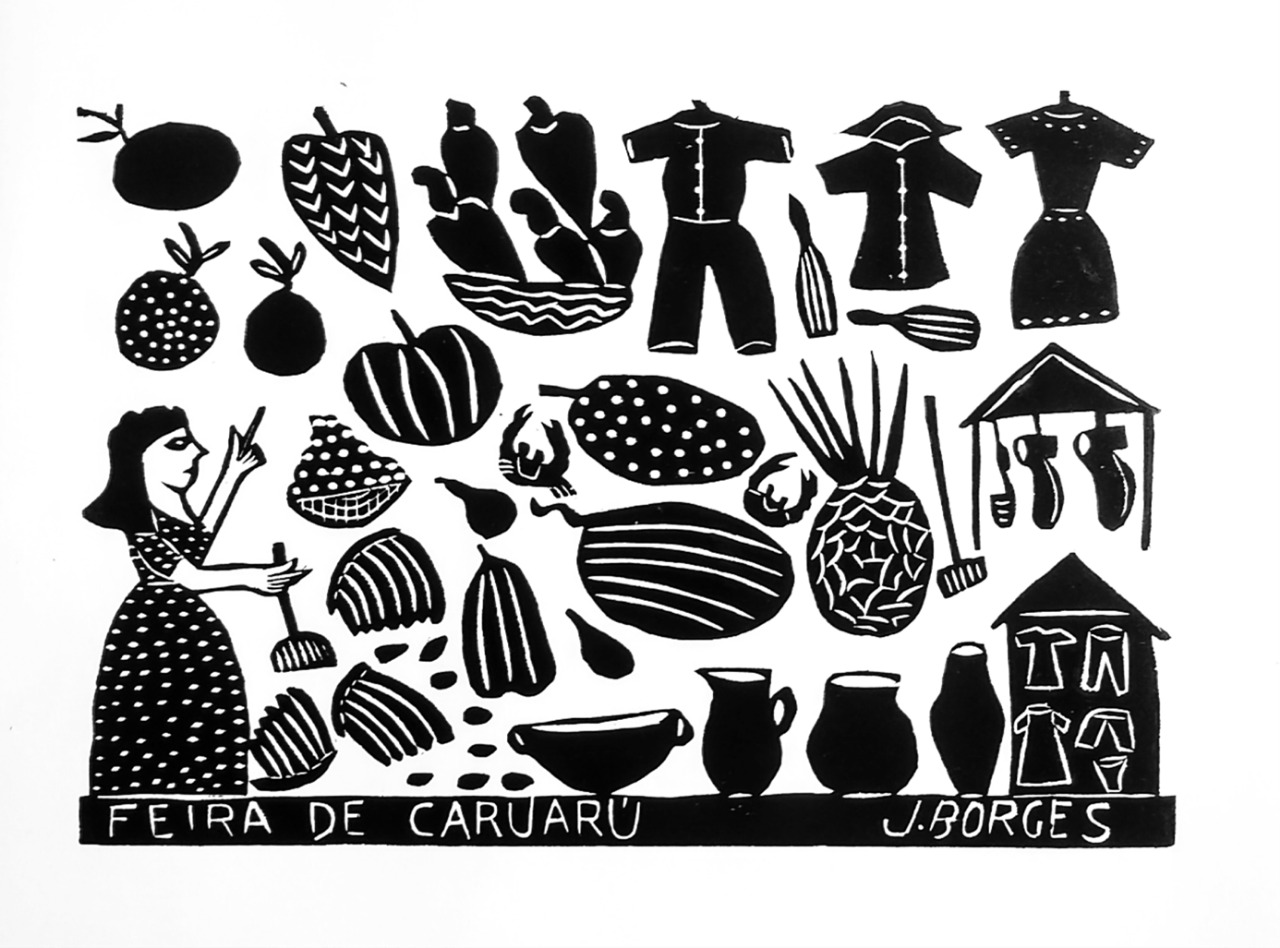 Quatro temas de xilogravuras vão ilustrar o São João de Caruaru do artista J.Borges, entre elas a Feira de Caruaru. Credito : J.Borjes Divulgação Prefeitura de Caruaru/