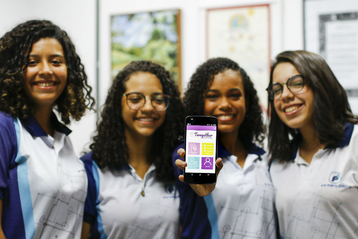 O Technovation Challenge é a maior competição mundial para meninas do ensino fundamental e médio no segmento de tecnologia. Foto: Marlon Diego/Divulgação./