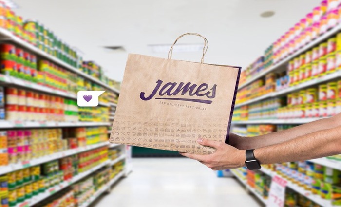 App faz entrega em minutos de produtos diversos, que vão desde itens vendidos em supermercados até restaurantes e drogarias. Foto: James Delivery/Divulgação