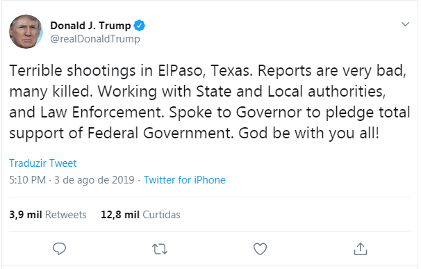 Pronunciamento do presidente Donal Trump. Foto: Twitter/Reprodução