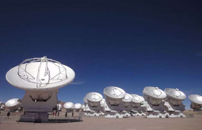 Antenas do Observatório Alma, no Deserto do Atacama. Foto: Wang et al/Divulgação/ Antenas do Observatório Alma, no Deserto do Atacama. Foto: Wang et al/Divulgação/