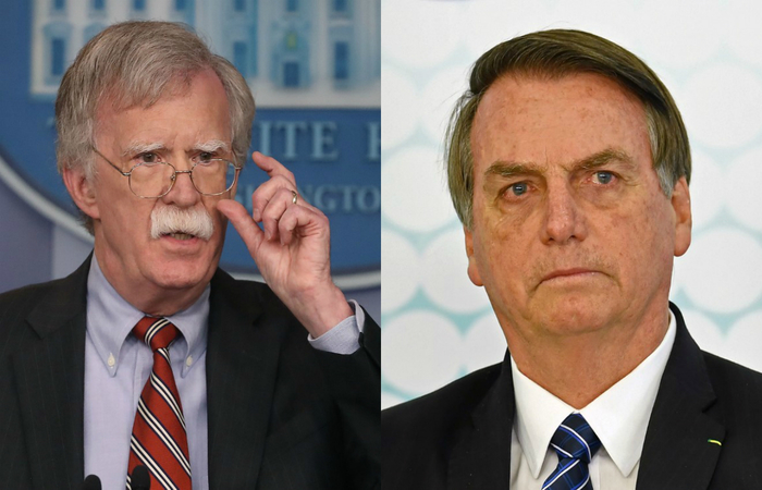 John Bolton, ex-assessor de segurança nacional nos EUA e o presidente Jair Bolsonaro - Créditos: AFP./