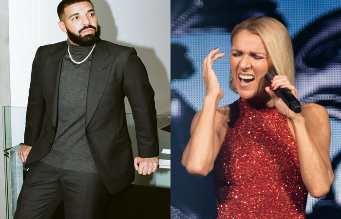 Drake e Celine Dion - Créditos: Instagram/AFP./ Drake e Celine Dion - Créditos: Instagram/AFP./