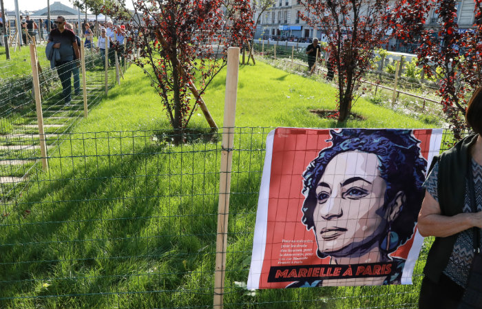 O ato contou com a participação da família de Marielle. Foto: JACQUES DEMARTHON / AFP/