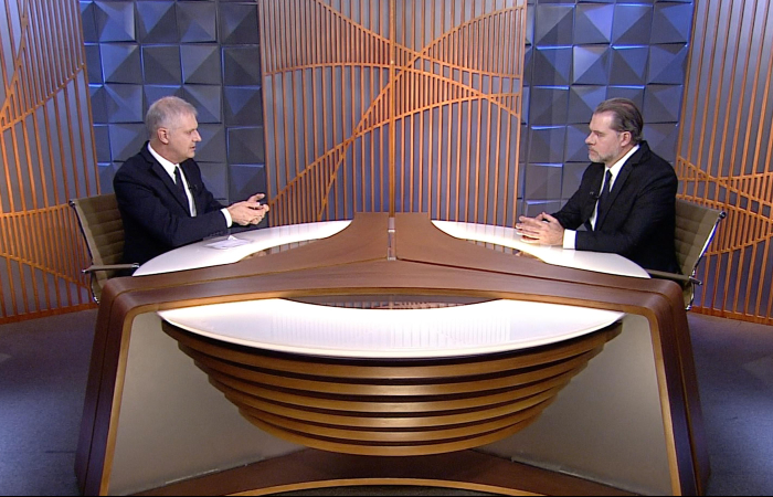 Dias Toffoli foi entrevistado pelo jornalista Fernando Rodrigues, para a reestreia do Poder em Foco. Foto: Divulgação/SBT