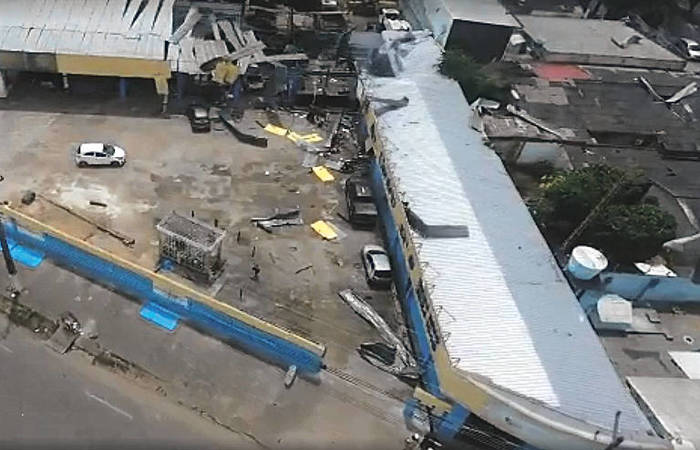 Essa primeira explosão provocou uma reação em cadeia, que iniciou as duas explosões seguintes - Fotos: Reprodução/Redes sociais./ Essa primeira explosão provocou uma reação em cadeia, que iniciou as duas explosões seguintes - Fotos: Reprodução/Redes sociais./