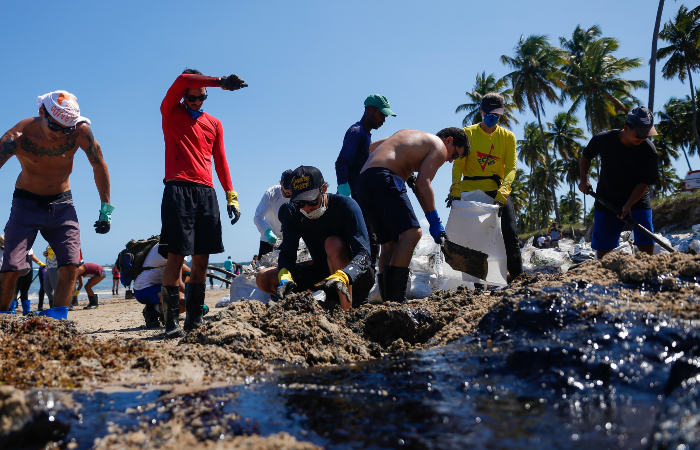 Voluntários e agentes públicos se uniram para limpar Praia do Paiva nessa segunda-feira (21)