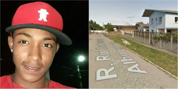 Juan Malave, de 15 anos, morreu após ser atingido por disparos efetuados por Antônio na Rua Rui Barbosa Albuquerque./Fotos: Facebook/Reprodução e Google Street View/Reprodução.