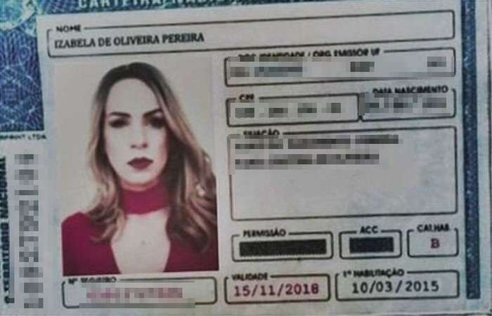 De acordo com a pol&iacute;cia, CNH com nome social de Izabela &eacute; falsa/Foto: Divulga&ccedil;&atilde;o/Pol&iacute;cia Civil