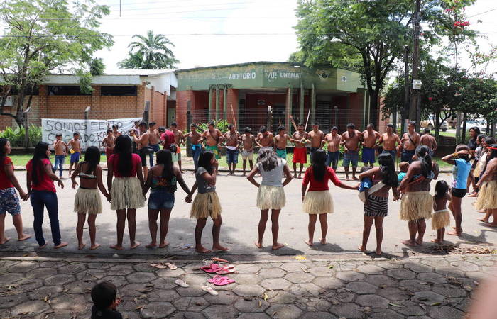 Ind&iacute;genas mundurucus tomam Museu de Hist&oacute;ria Natural de Alta Floresta (MT), em protesto para exigir devolu&ccedil;&atilde;o de urnas sagradas/Foto: Divulga&ccedil;&atilde;o