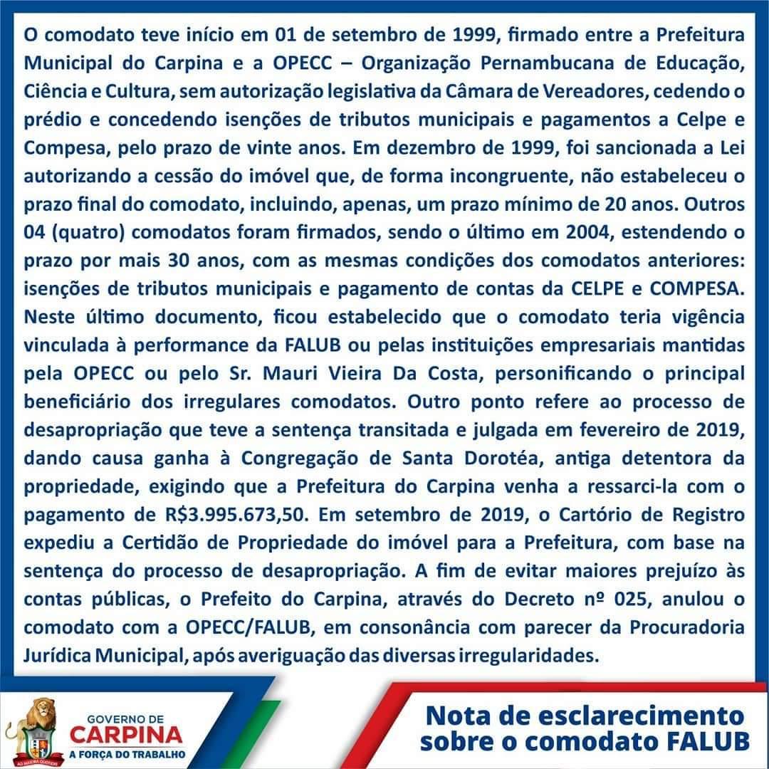 Foto: Divulgação / Prefeitura de Carpina 
