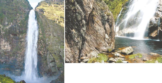 Queda da Cachoeira do Fundão tem 90 metros. A Cachoeira do Capão Forro figura entre os lugares de visitação recomendada