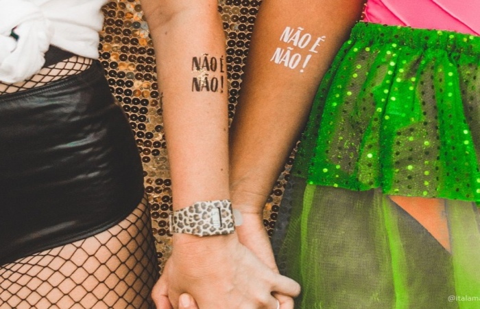 Ao todo, 15 estados participam da campanha Não é Não no carnaval 2020/Foto: Ítala Martina/ Instagram/ Reprodução Ao todo, 15 estados participam da campanha Não é Não no carnaval 2020/Foto: Ítala Martina/ Instagram/ Reprodução