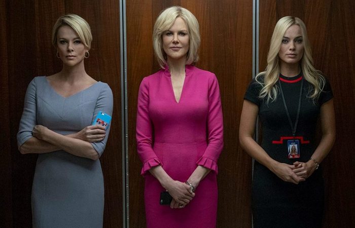 Charlize Theron (Megyn Kelly), Nicole Kidman (Gretchen Carlson) e Margot Robbie (Kayla Pospisil) em cena do filme. Charlize e Margot foram indicadas ao Oscar por seus desempenhos como atriz e atriz coadjuvante/Foto: Divulgação/Paris Filmes