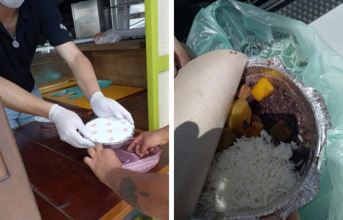 Cerca de 150 pessoas são beneficiadas por dia com a entrega das marmitas/Foto: Reprodução/Twitter
