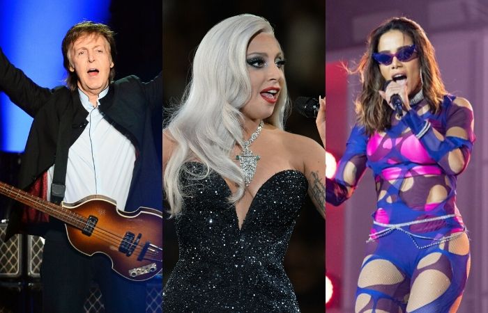 Paul McCartney, Lady Gaga e Anitta/Foto: Bertrand Guay/AFP, Robyn Beck/AFP e Felipe Monteiro /Multishow Paul McCartney, Lady Gaga e Anitta/Foto: Bertrand Guay/AFP, Robyn Beck/AFP e Felipe Monteiro /Multishow